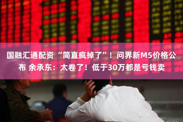 国融汇通配资 “简直疯掉了”！问界新M5价格公布 余承东：太卷了！低于30万都是亏钱卖