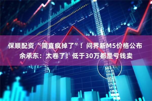 保顺配资 “简直疯掉了”！问界新M5价格公布 余承东：太卷了！低于30万都是亏钱卖