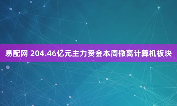 易配网 204.46亿元主力资金本周撤离计算机板块
